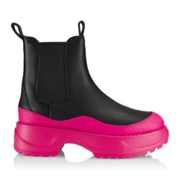 NEW MICHAEL KORS Dupree Chunky Leather Chelsea Boots,  Black Multi (Size 7.5 M) - Picture 1 of 12